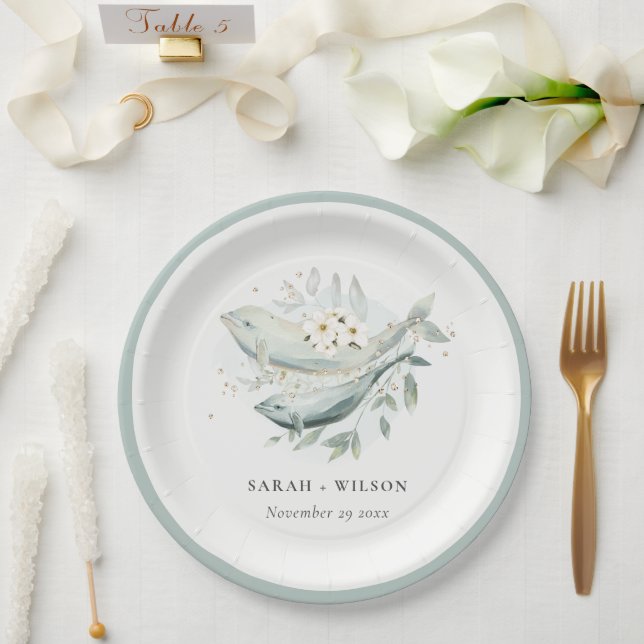 Elegante Aquamarine Hochzeit unter Wasser Pappteller (Hochzeit)