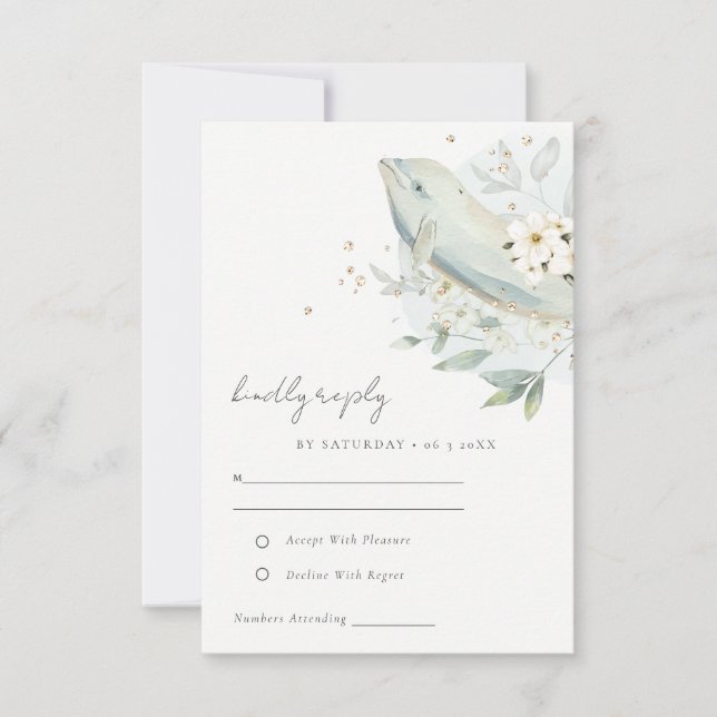 Elegante Aquamarine Hochzeit unter Wasser RSVP Karte (Vorderseite)
