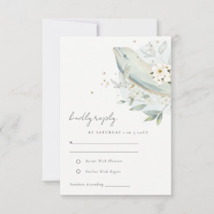 Elegante Aquamarine Hochzeit unter Wasser RSVP Karte