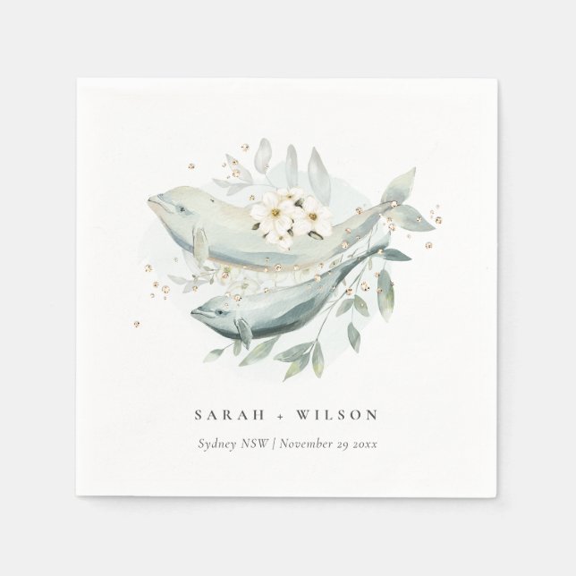 Elegante Aquamarine Hochzeit unter Wasser Serviette (Vorderseite)