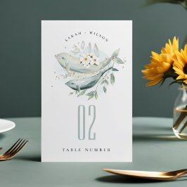 Elegante Aquamarine Hochzeit unter Wasser Tischnummer