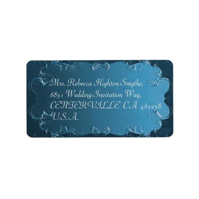 Elegante Aquamarine Hochzeitadressen Adressaufkleber (Vorne)