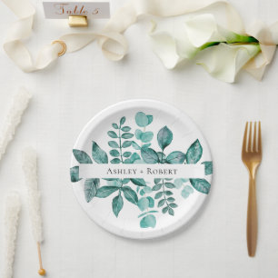 Elegante Aquamarine Landschaft Wasserfarben Modern Pappteller