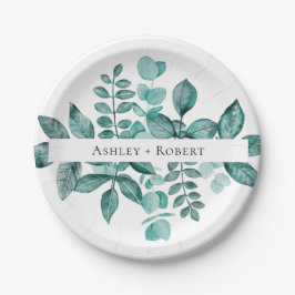 Elegante Aquamarine Landschaft Wasserfarben Modern Pappteller