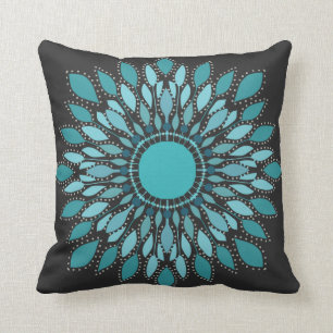 Elegante Aquamarine Lotus Blume Mandala Throw Kiss Kissen