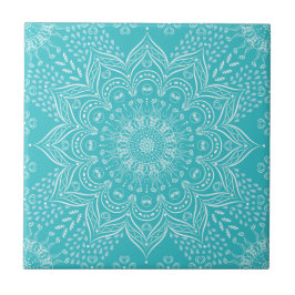 Elegante aquamarine Mandala Fliese