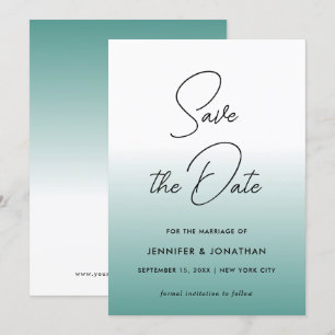 Elegante Aquamarine moderne Minimalistische Vorlag Save The Date