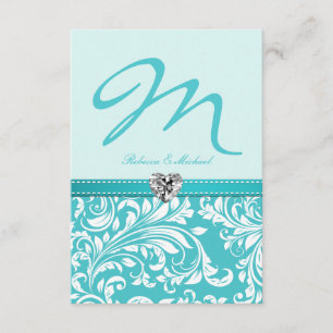 Elegante Aquamarine Monogram Wedding RSVP Cards Karte