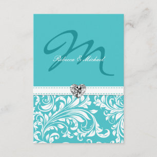 Elegante aquamarine Monogramm-Hochzeit UAWG Karten