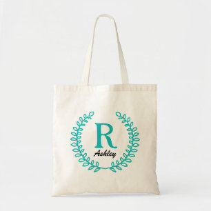 Elegante Aquamarine Monogramm-Tasche Tragetasche