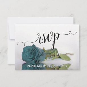 Elegante Aquamarine oder türkisfarbene Rose Hochze RSVP Karte