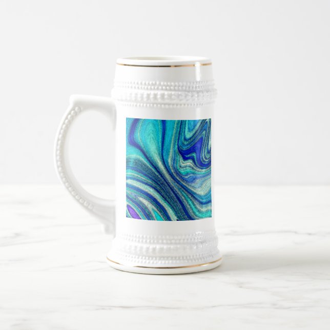 Elegante Aquamarine Paua Rainbow Muschel Inspirier Bierglas (Links)