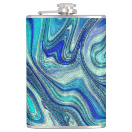 Elegante Aquamarine Paua Rainbow Muschel Inspirier Flachmann