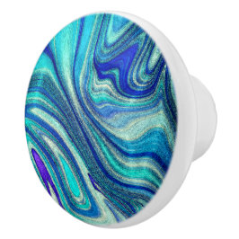 Elegante Aquamarine Paua Rainbow Muschel Inspirier Keramikknauf