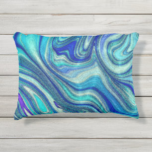 Elegante Aquamarine Paua Rainbow Muschel Inspirier Kissen Für Draußen