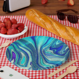 Elegante Aquamarine Paua Rainbow Muschel Inspirier Pappteller