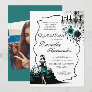 Elegante Aquamarine Quinceañera Einladung