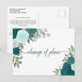 Elegante Aquamarine Rose - Änderung von Hochzeitsp Ankündigungspostkarte