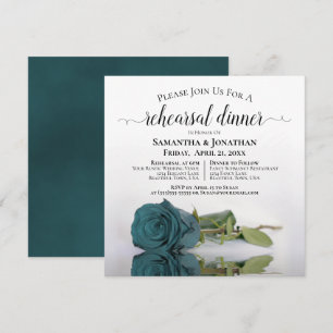 Elegante Aquamarine Rose Hochzeit Probe & Abendess Einladung