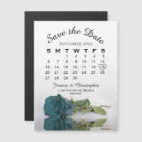 Elegante Aquamarine Rose Save the Date Kalender Ma