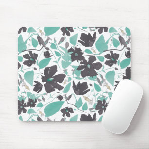 Elegante Aquamarine und braune Blume blühen Mousepad