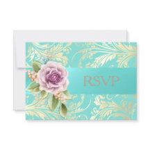 Elegante Aquamarine und Gold Lavender UAWG Floral