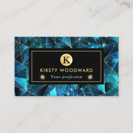 Elegante Aquamarine und Gold Midnight Crystal Gala Visitenkarte