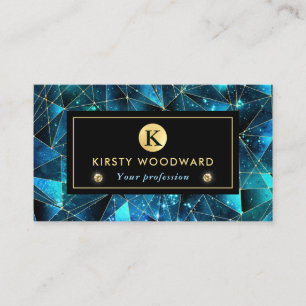 Elegante Aquamarine und Gold Midnight Crystal Gala Visitenkarte