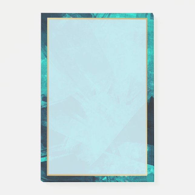 Elegante Aquamarine und Gold Post-it Klebezettel (Vorderseite)