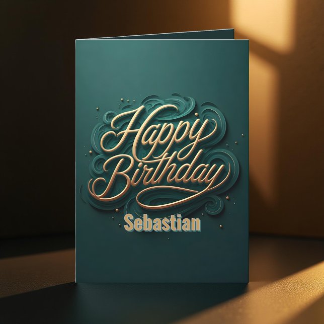 Elegante Aquamarine und goldene Wirble Kalligraphi Karte (Von Creator hochgeladen)