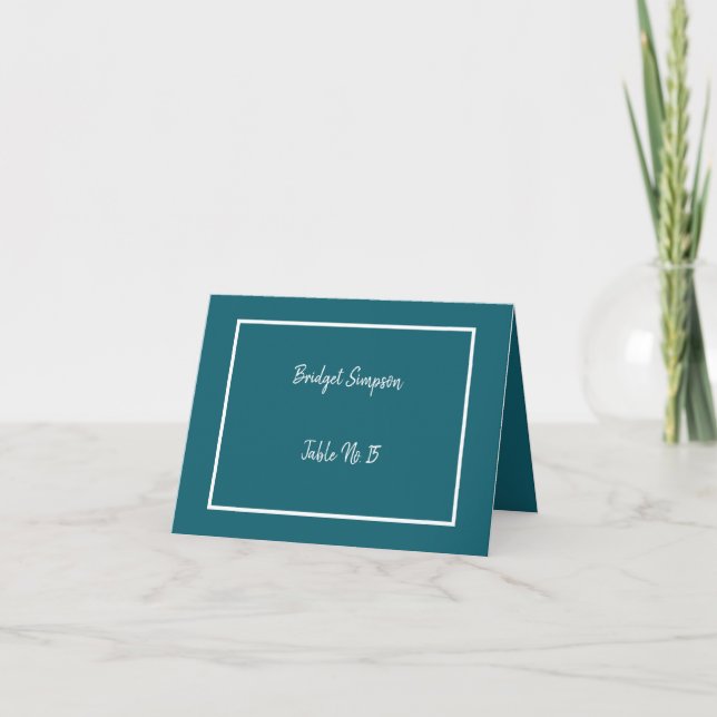 elegante, aquamarine und weiße Gästekarten Dankeskarte (Vorderseite)