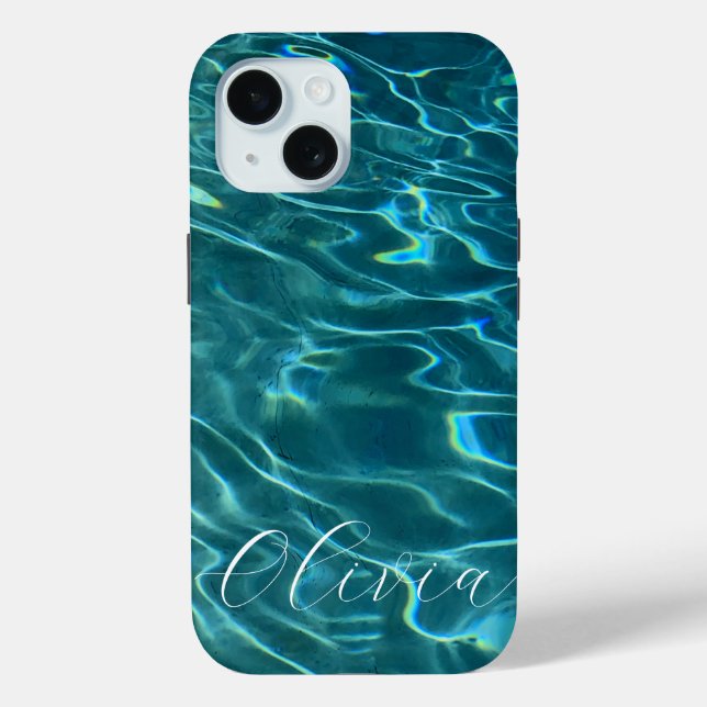 Elegante aquamarine Wasserwellen Case-Mate iPhone Hülle (Rückseite)