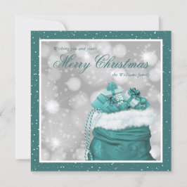 Elegante Aquamarine Weihnachtskarten Feiertagskarte