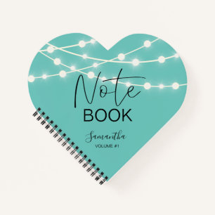 Elegante Aquamarine Zeichenfolge leuchtet Ihren Na Notizbuch