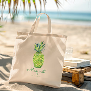 Elegante Aquarell-Ananas Hübsches tropisches Obst Tragetasche
