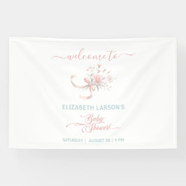 Elegante Aquarell Blume Bouquet Babydusche Banner