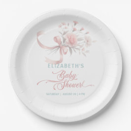 Elegante Aquarell Blume Bouquet Babydusche Pappteller