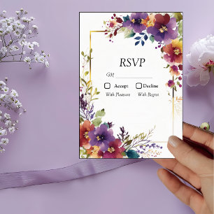 Elegante Aquarell-Blumen-Antwortkarte RSVP Karte