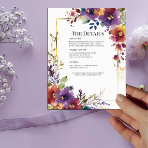 Elegante Aquarell-Blumen-Detailskarte Einladung