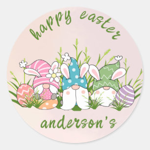 Elegante Aquarell-Blumen - Frohe Ostern Runder Aufkleber