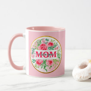 Elegante Aquarell-Blumen "MAMA ICH LIEBE DICH" Mut Tasse