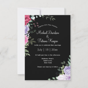 elegante Aquarell-Blumen-Minimalist-Hochzeit Einladung