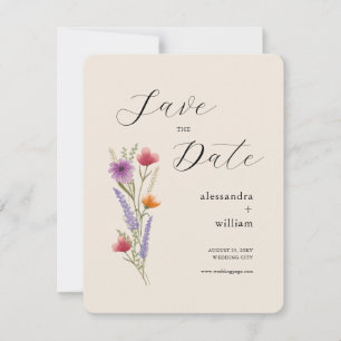 Elegante Aquarell-Blumen-Save-the-Date-Karte Einladung