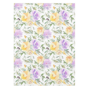 Elegante Aquarell-Blumenrosen Gelb Lila Tischdecke