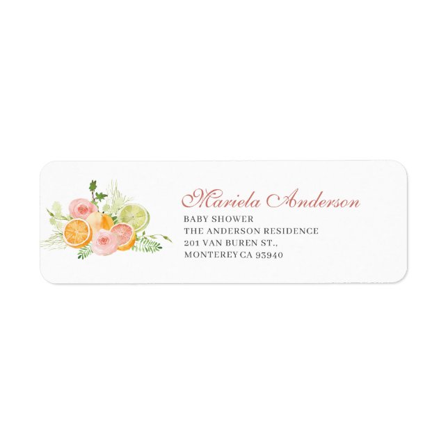 Elegante Aquarell Citrus Pink Blume Kinderdusche (Vorne)