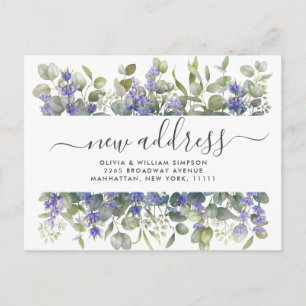 Elegante Aquarell-Eukalyptus-Umzugsankündigung Postkarte