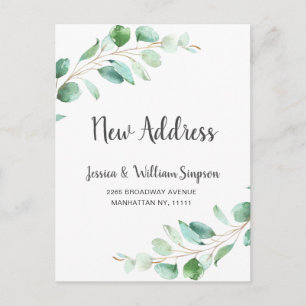 Elegante Aquarell-Eukalyptus-Uzugsankündigung Postkarte
