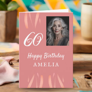 Elegante Aquarell-Foto zum 60. Geburtstag Karte