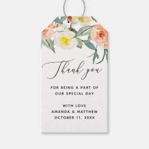 Elegante Aquarell-Garten-Blumen-Hochzeit-Dankeschö Geschenkanhänger