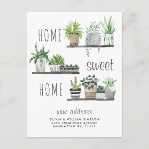 Elegante Aquarell-Garten-Wohnungswechsel-Ankündigu Postkarte